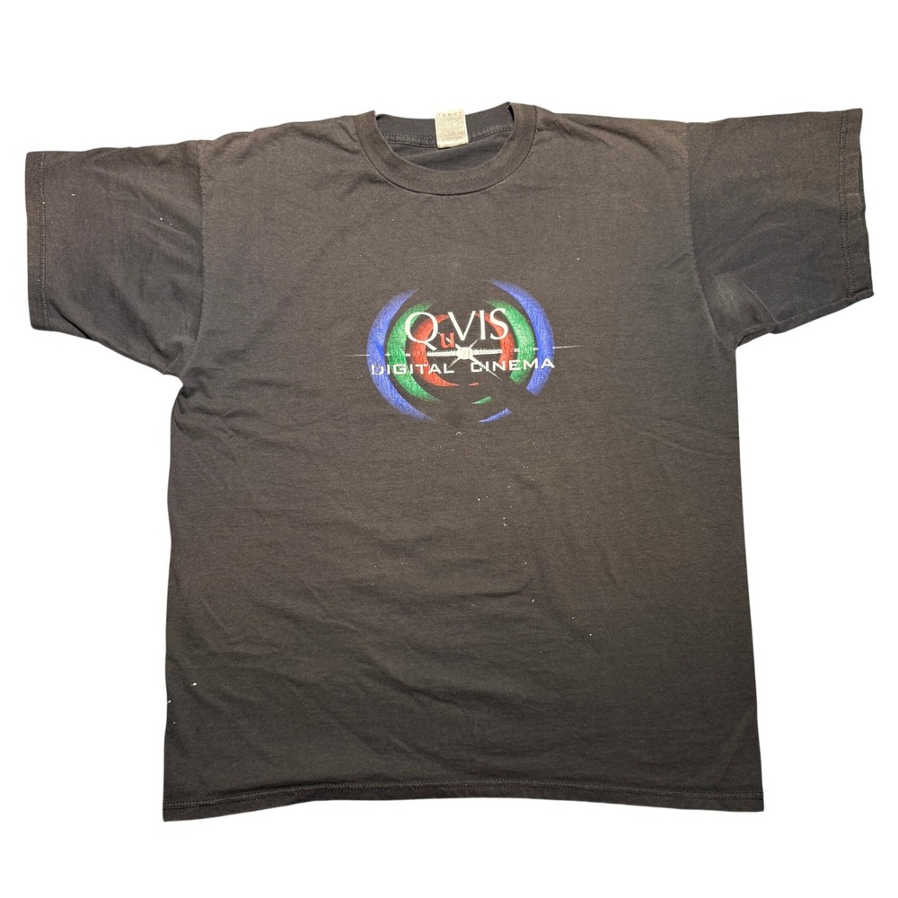 Vintage QuVIS Digital Cinema Graphic T-Shirt XL Black Tee